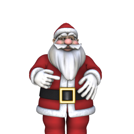 Santa, der auf Ihre Produkte hinweist